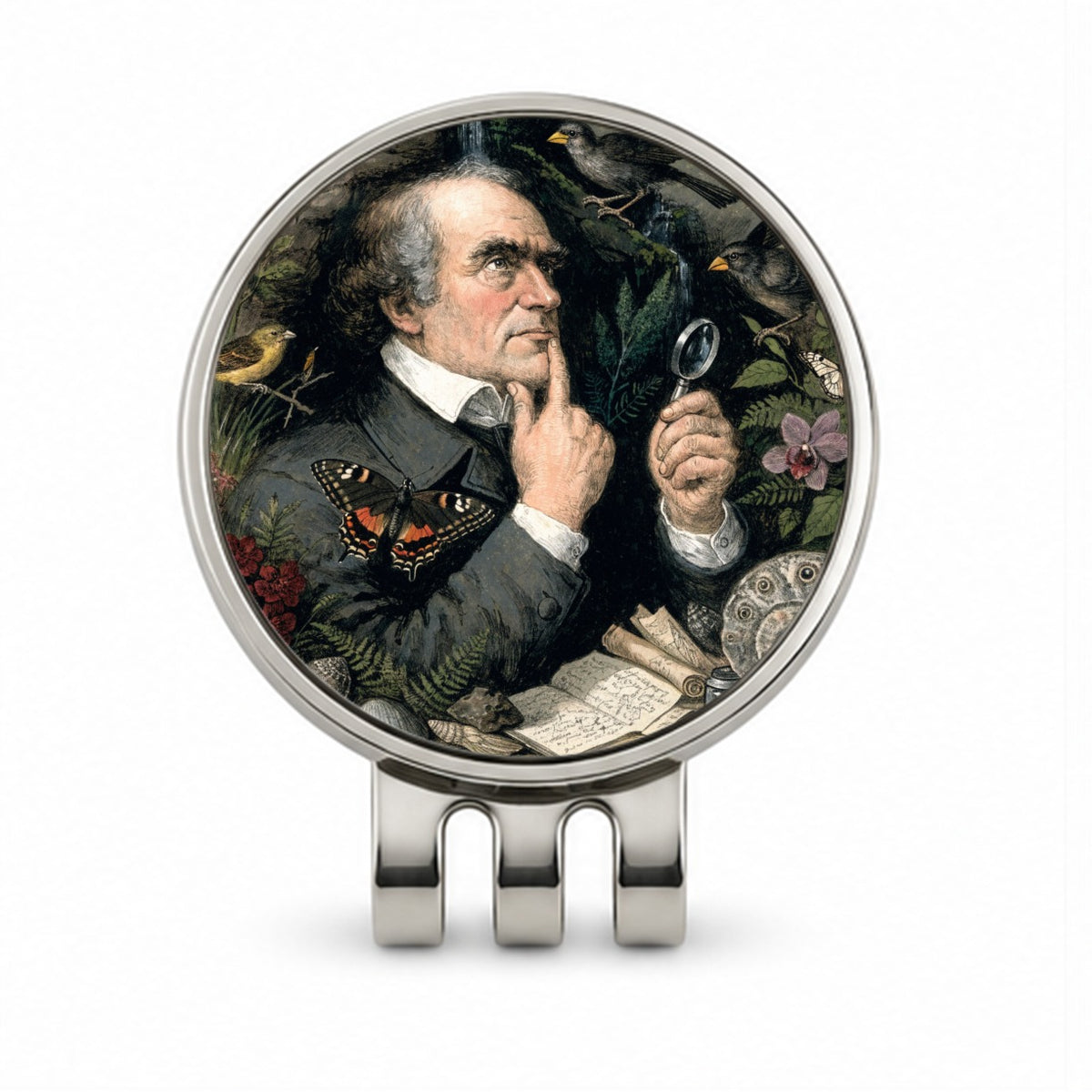 Charles Darwin Naturalist Golf Hat Clip with Ball Marker