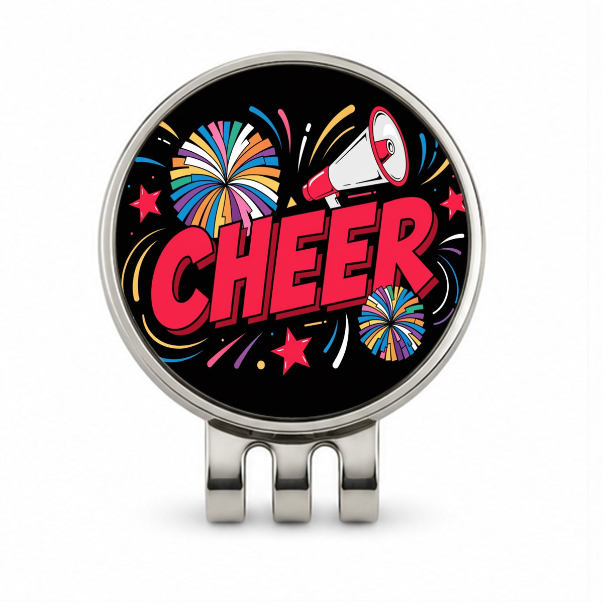 Cheerleading Red on Black Golf Hat Clip with Ball Marker