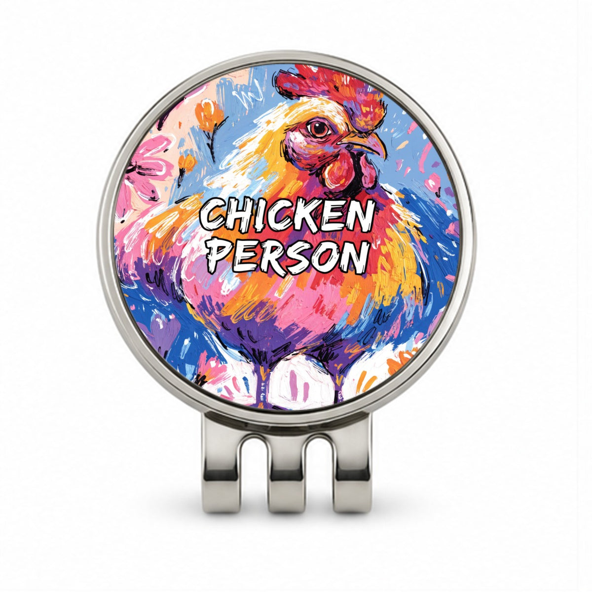 Chicken Person Funny Golf Hat Clip with Ball Marker