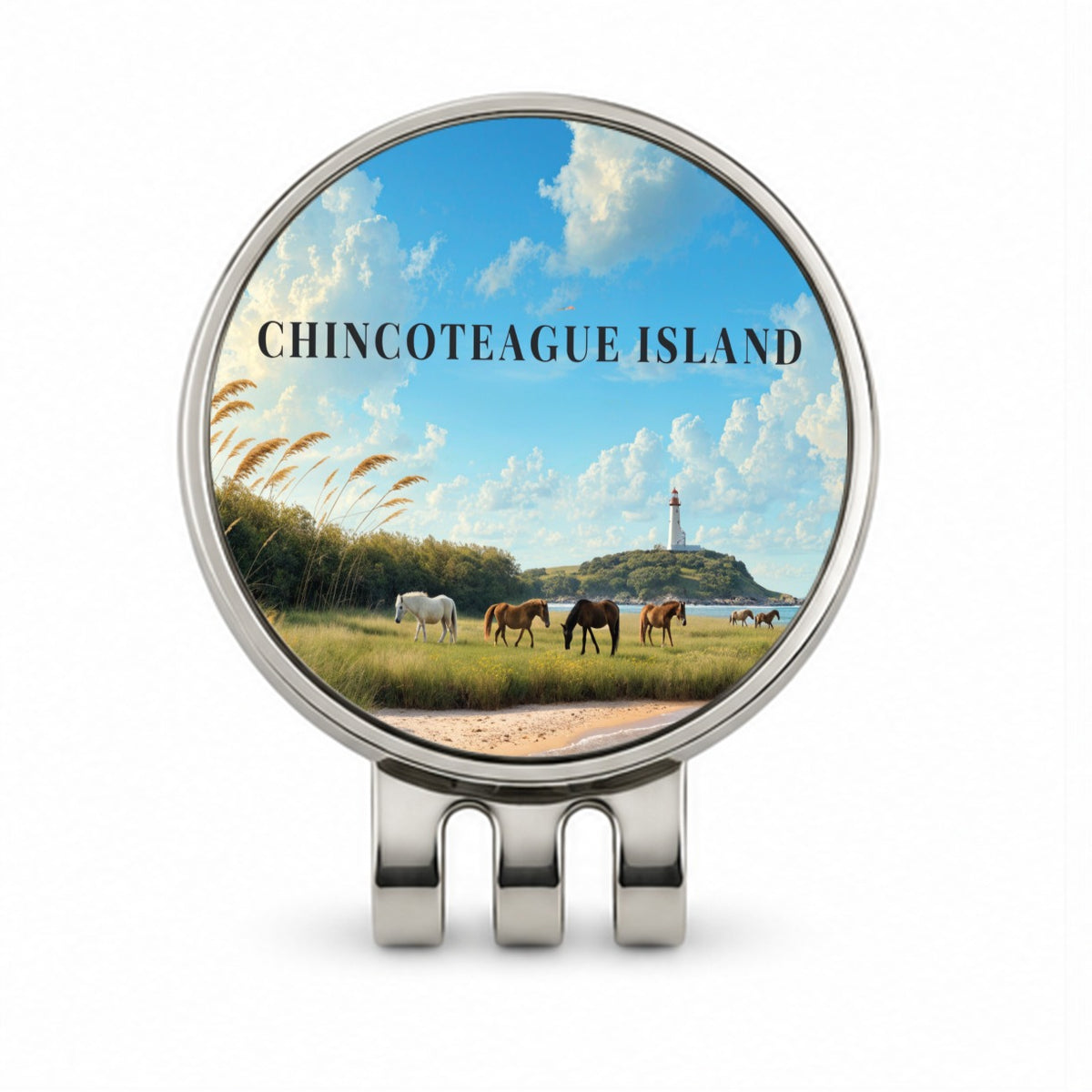 Chincoteague Island Virginia Travel Golf Hat Clip with Ball Marker