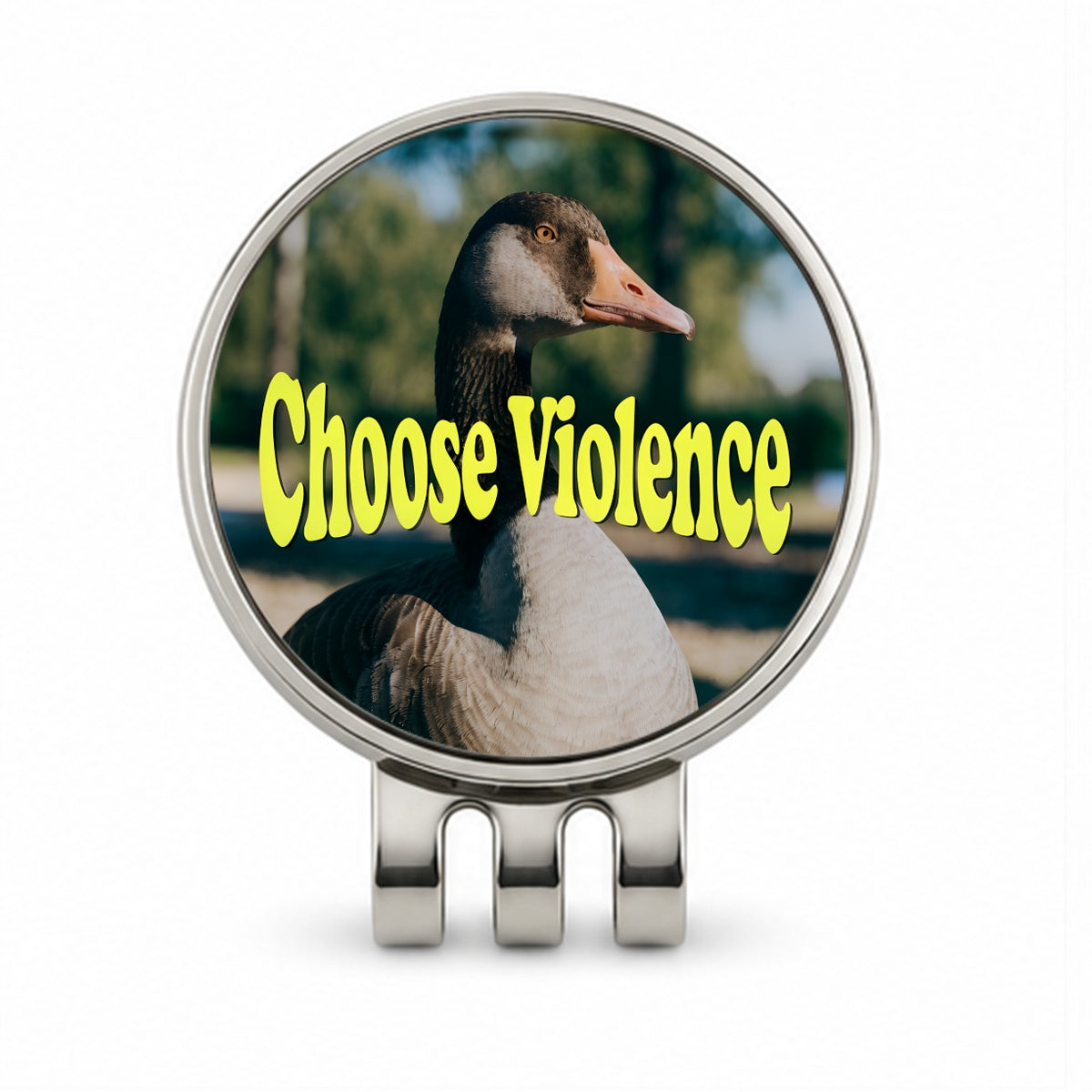 Choose Violence Goose Funny Golf Hat Clip with Ball Marker