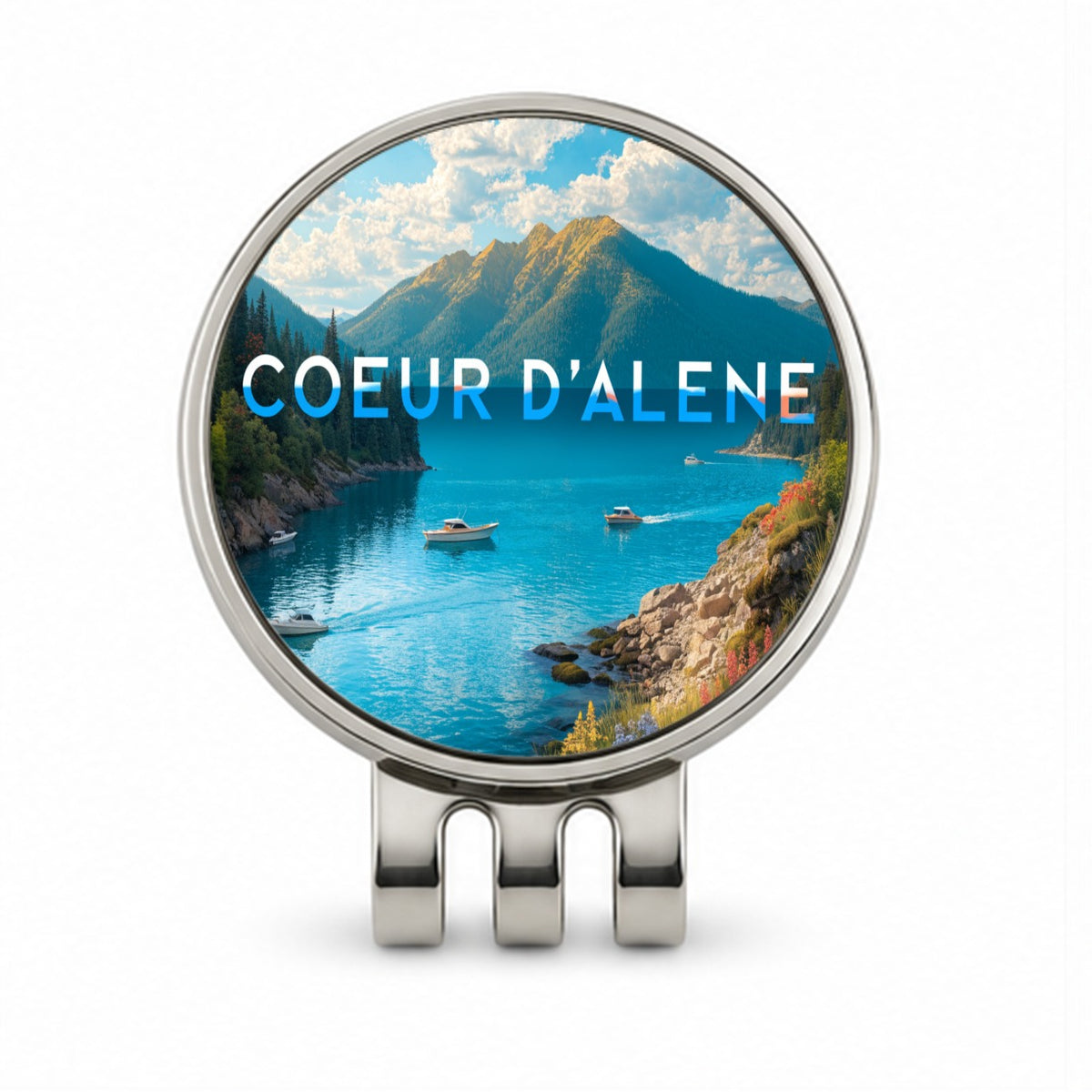 Coeur d'Alene Idaho Travel Golf Hat Clip with Ball Marker
