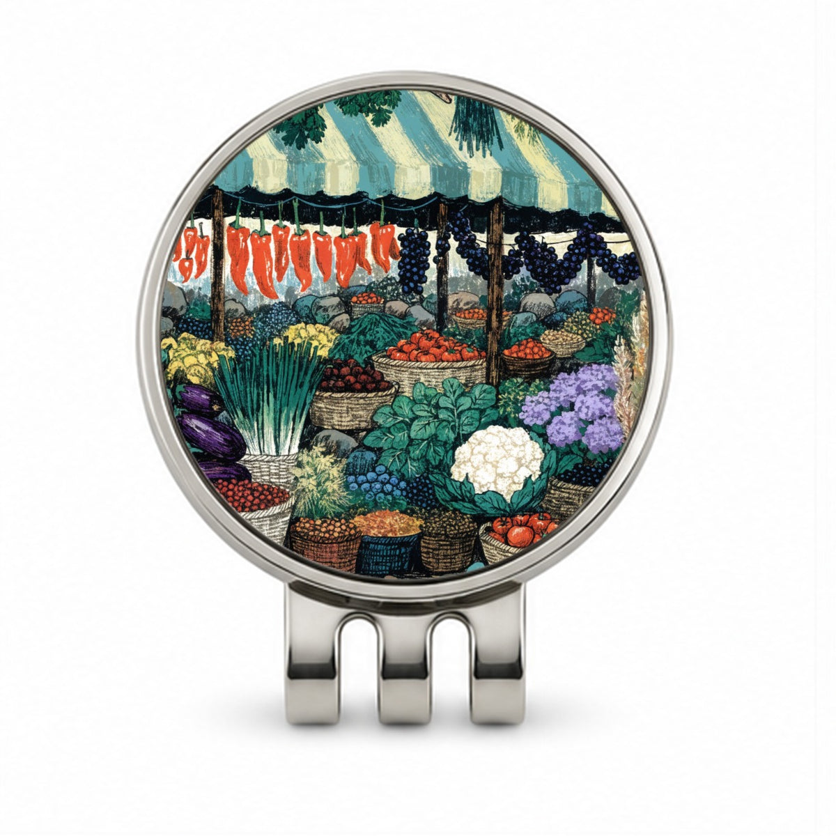 Colorful Farmers Market Golf Hat Clip with Ball Marker