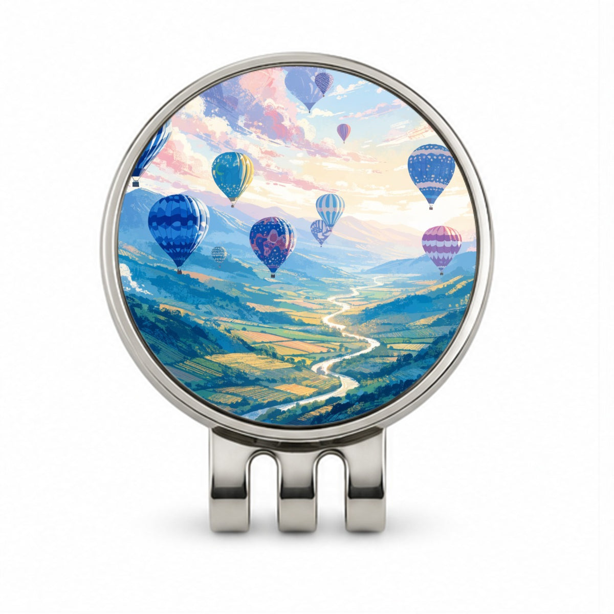 Colorful Hot Air Balloons Golf Hat Clip with Ball Marker