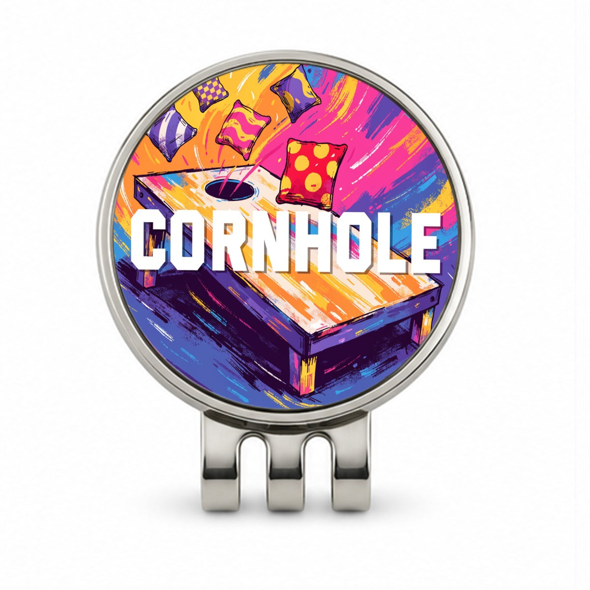 Cornhole Game Golf Hat Clip with Ball Marker
