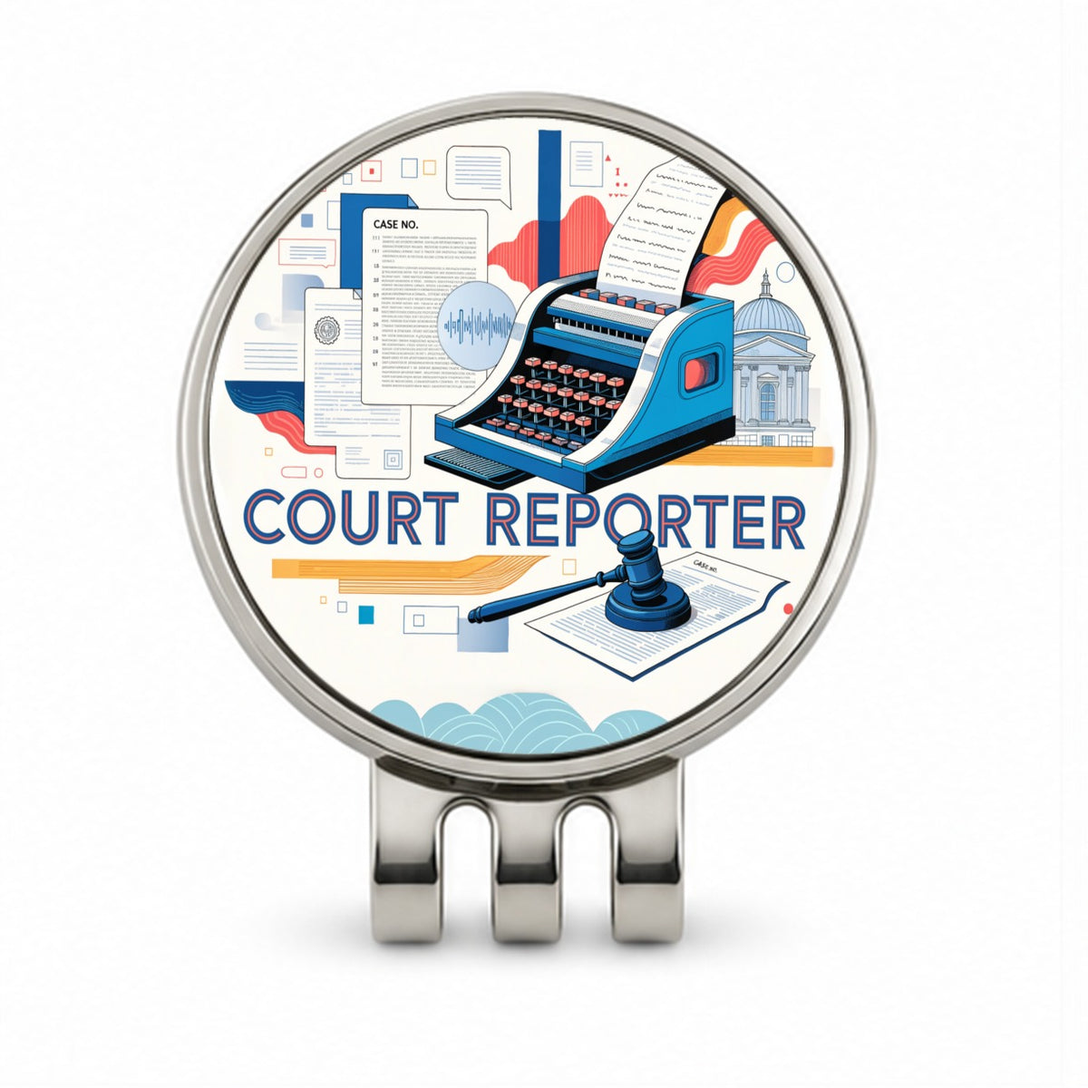 Court Reporter Golf Hat Clip with Ball Marker