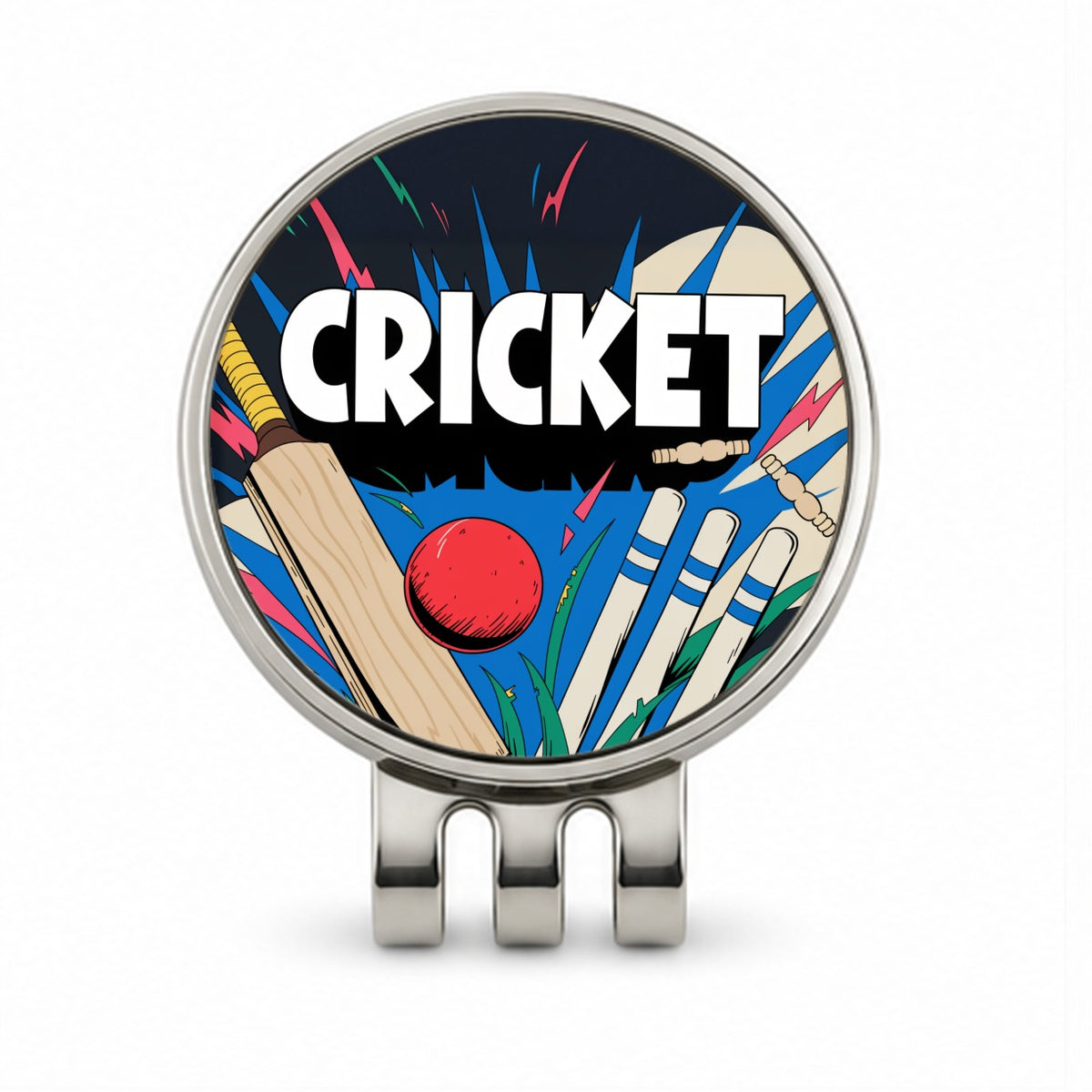 Cricket Bat Ball Wickets Golf Hat Clip with Ball Marker