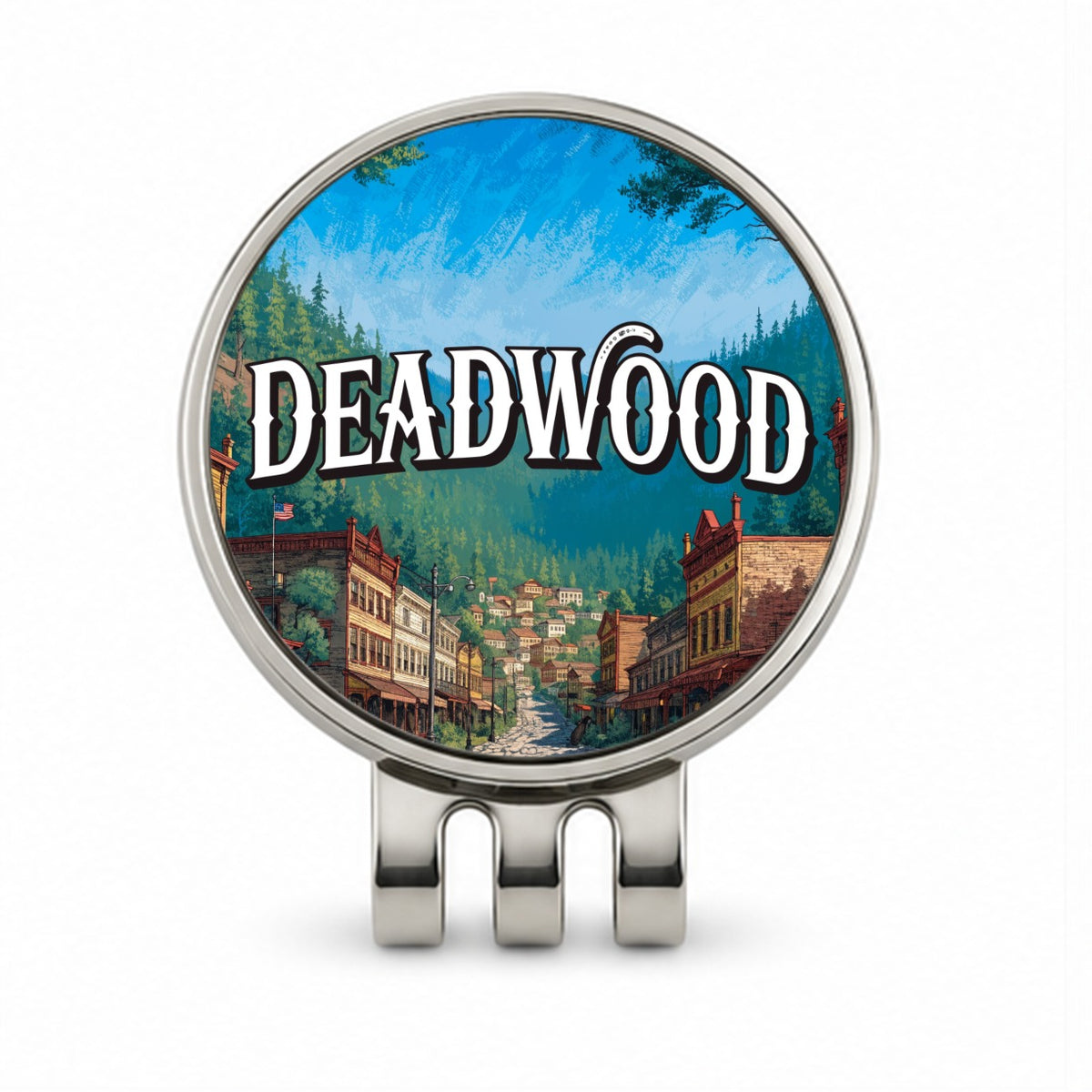 Deadwood South Dakota Travel Golf Hat Clip with Ball Marker