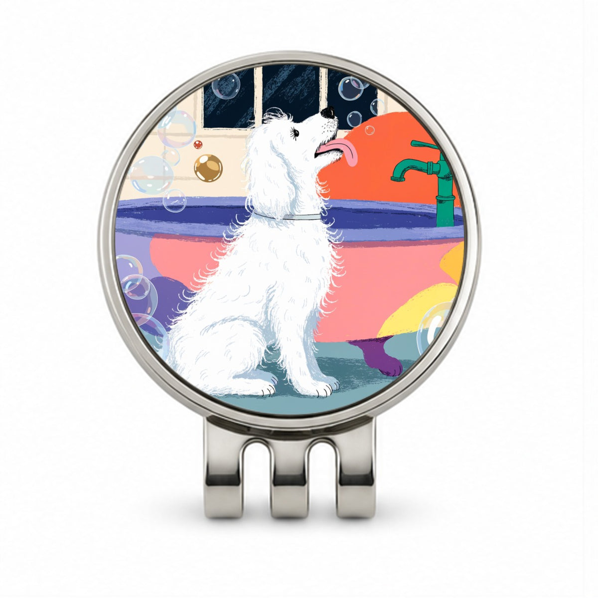 Dog Groomer Bubble Bath Golf Hat Clip with Ball Marker