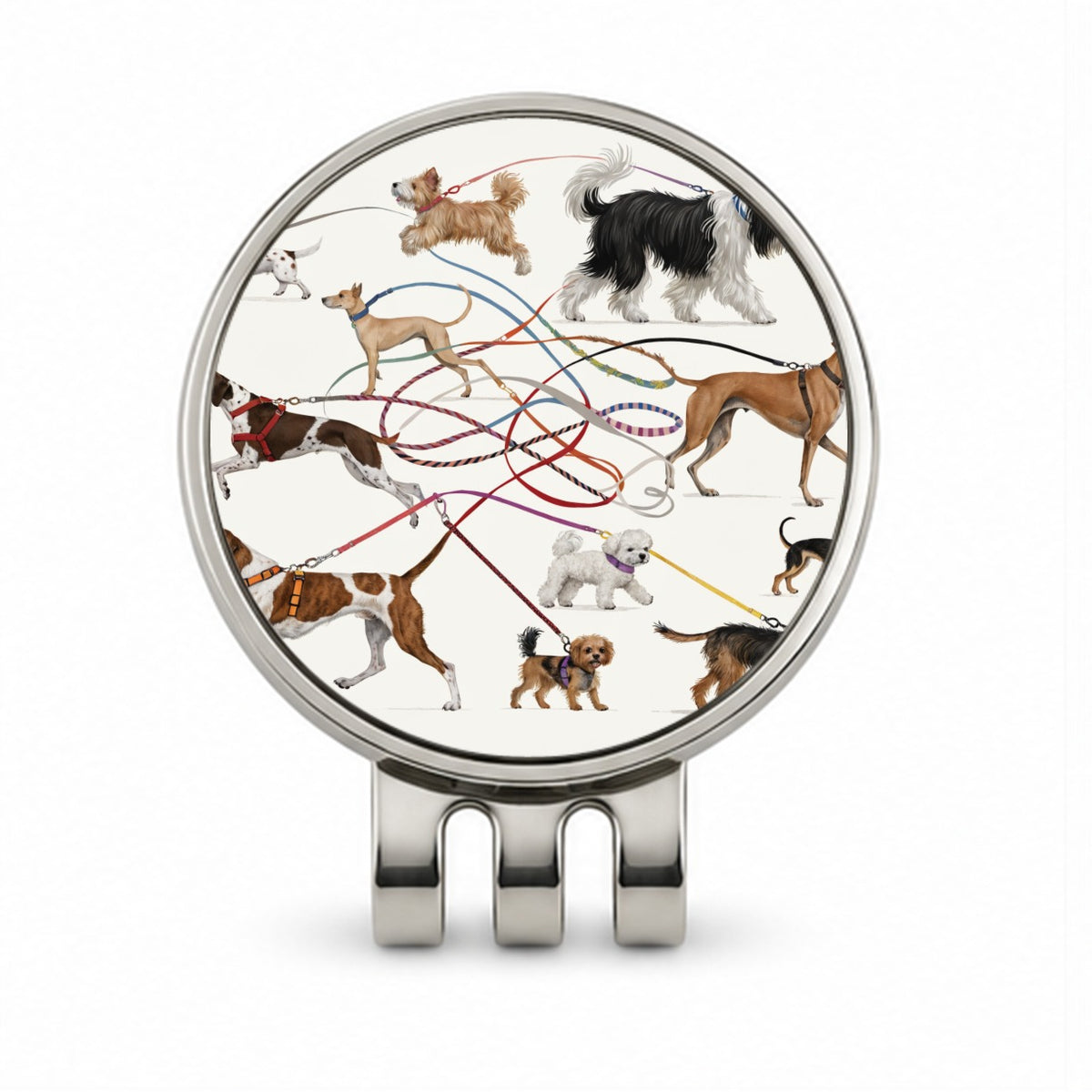 Dog Walking Fun Golf Hat Clip with Ball Marker