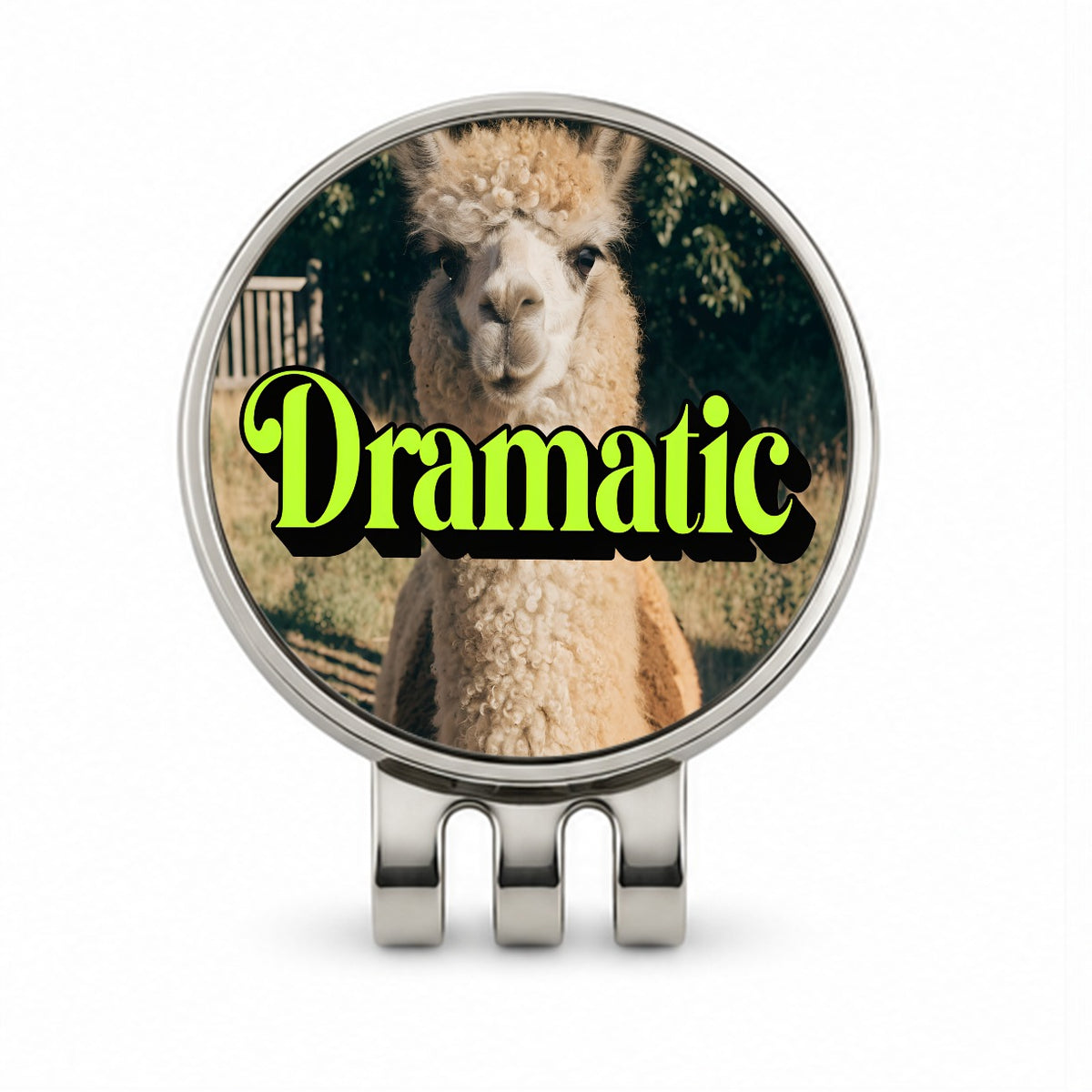 Dramatic Llama Funny Golf Hat Clip with Ball Marker