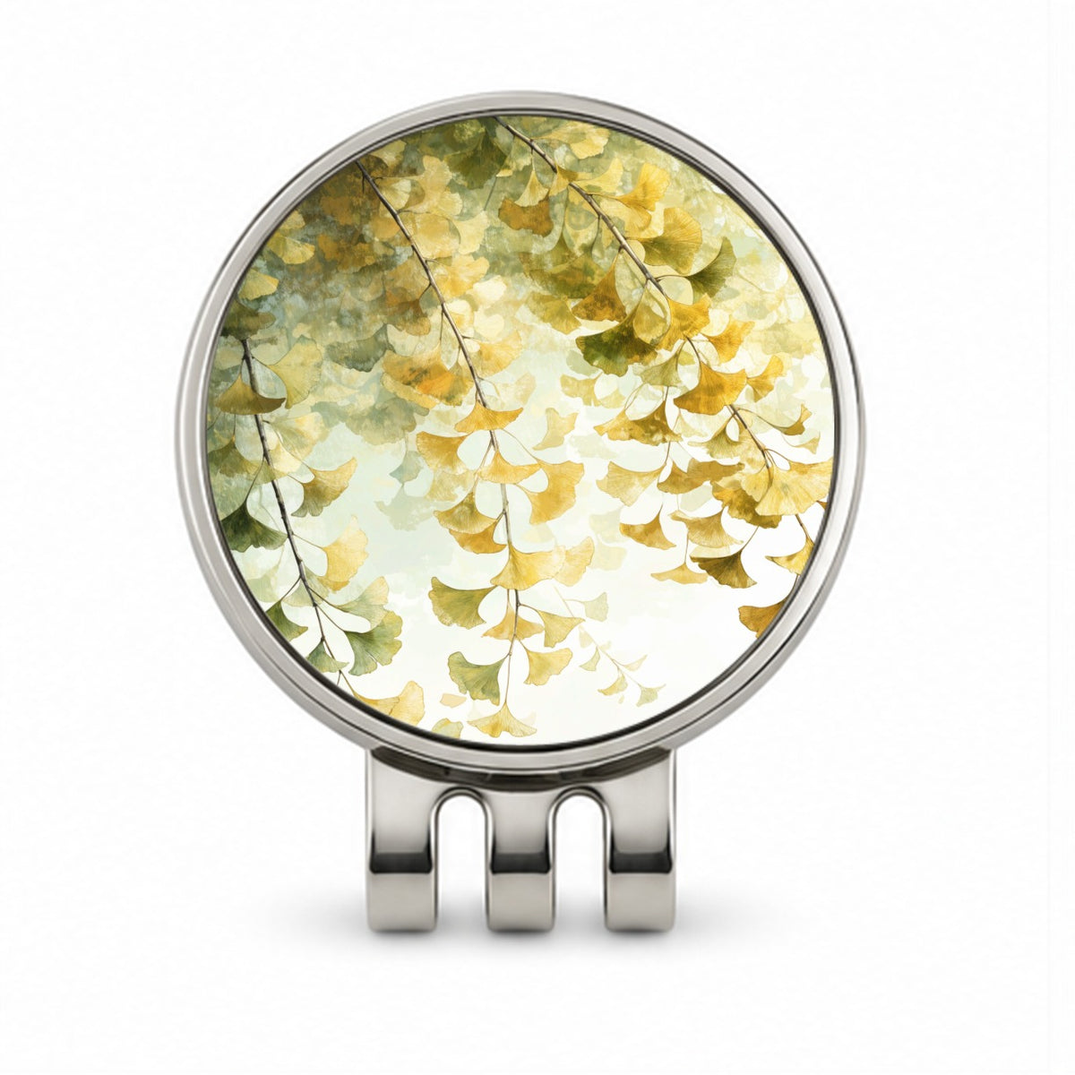 Elegant Ginkgo Leaves Golf Hat Clip with Ball Marker