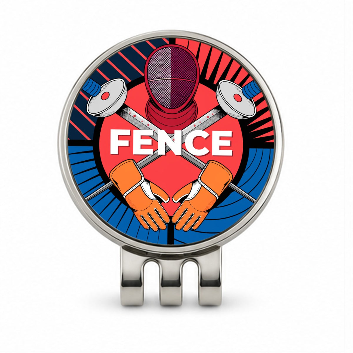 Fencing Foils Mask Golf Hat Clip with Ball Marker