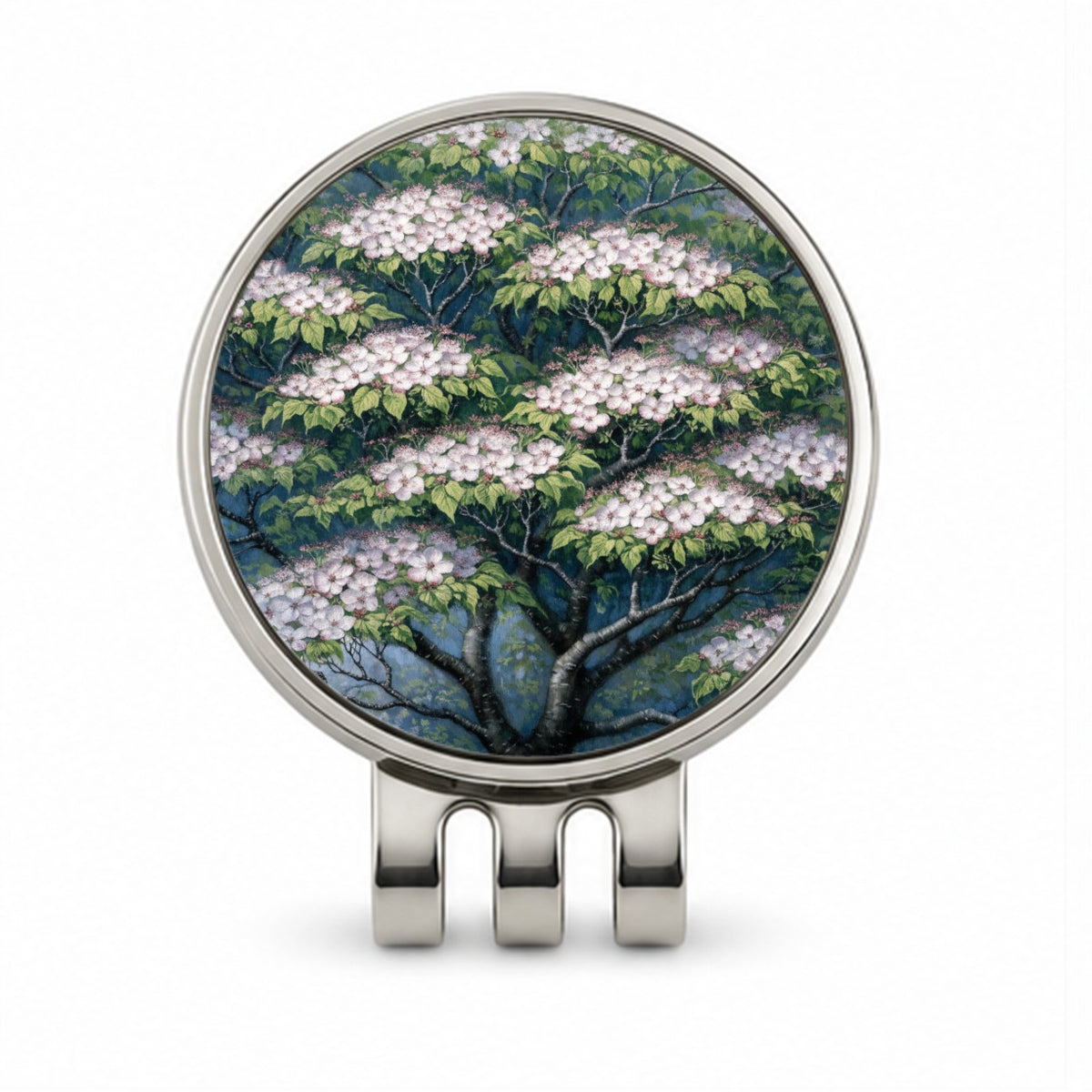 Flowering Dogwood Tree Golf Hat Clip with Ball Marker