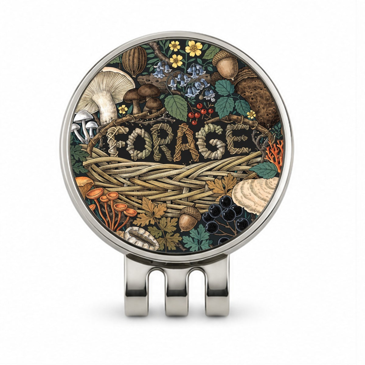 Forage Woodland Forest Mushrooms Golf Hat Clip with Ball Marker