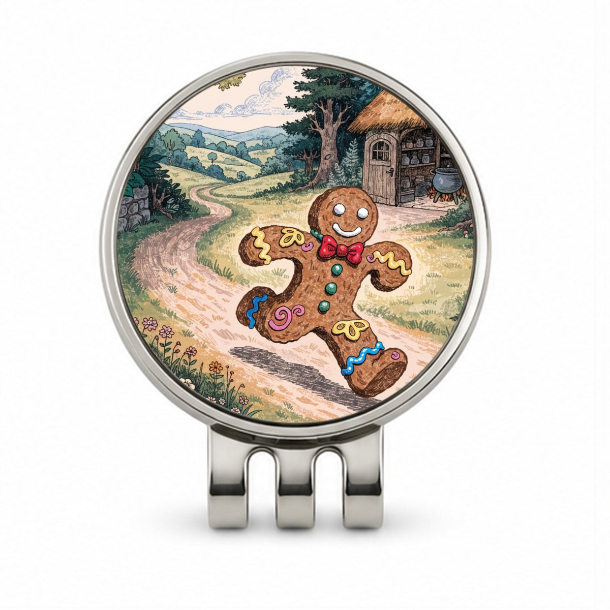 Gingerbread Man Fairy Tale Christmas Golf Hat Clip with Ball Marker