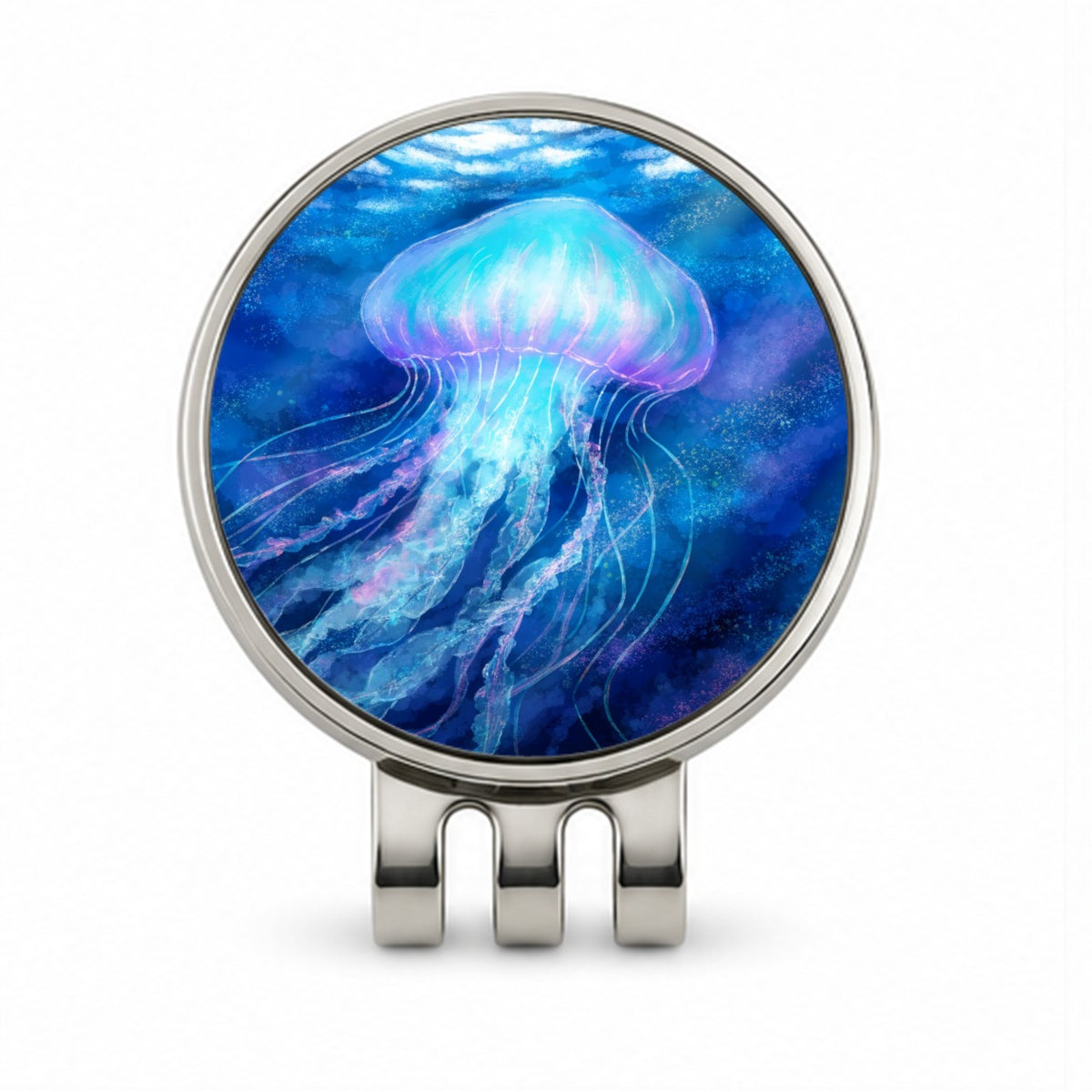 Glowing Jellyfish Ocean Golf Hat Clip with Ball Marker