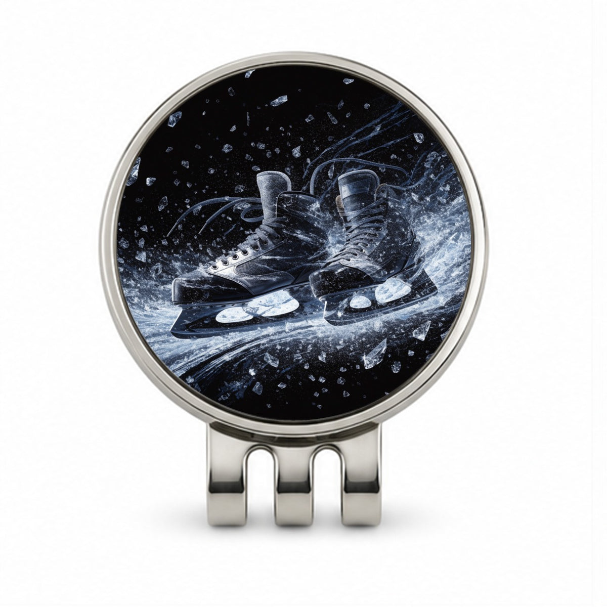 Hockey Skates On Ice Golf Hat Clip with Ball Marker