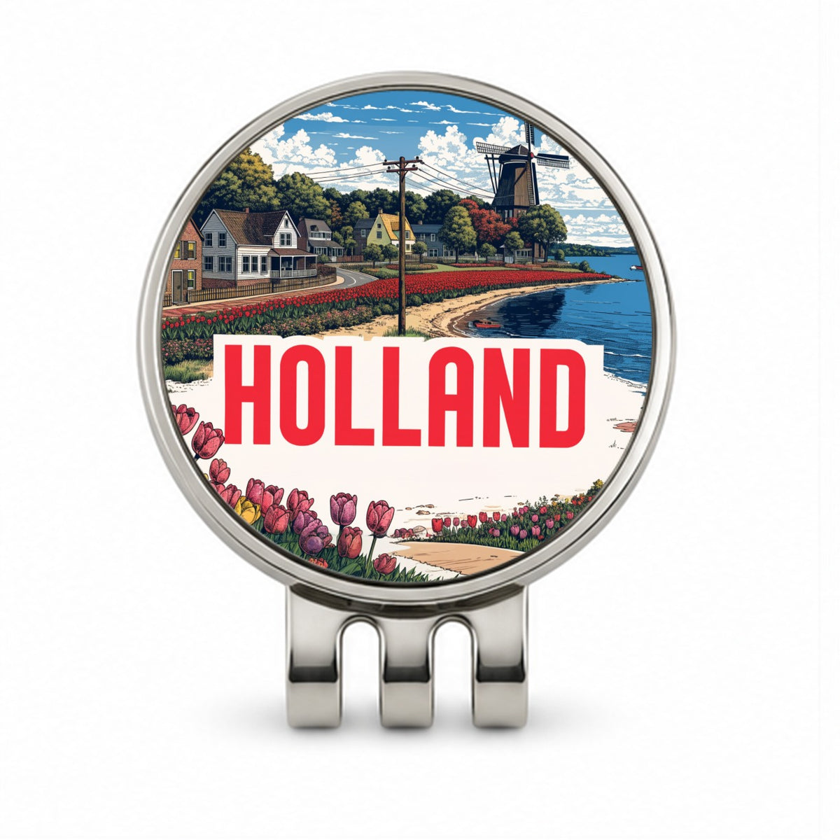 Holland Michigan Travel Golf Hat Clip with Ball Marker