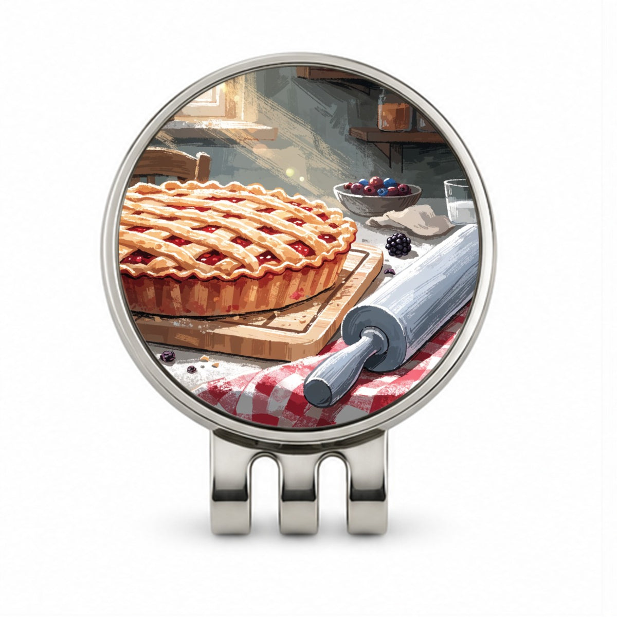 Homemade Pie Baking Golf Hat Clip with Ball Marker