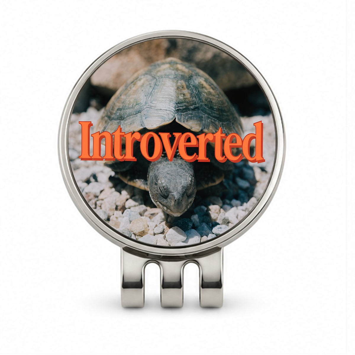 Introverted Shy Turtle Funny Golf Hat Clip with Ball Marker