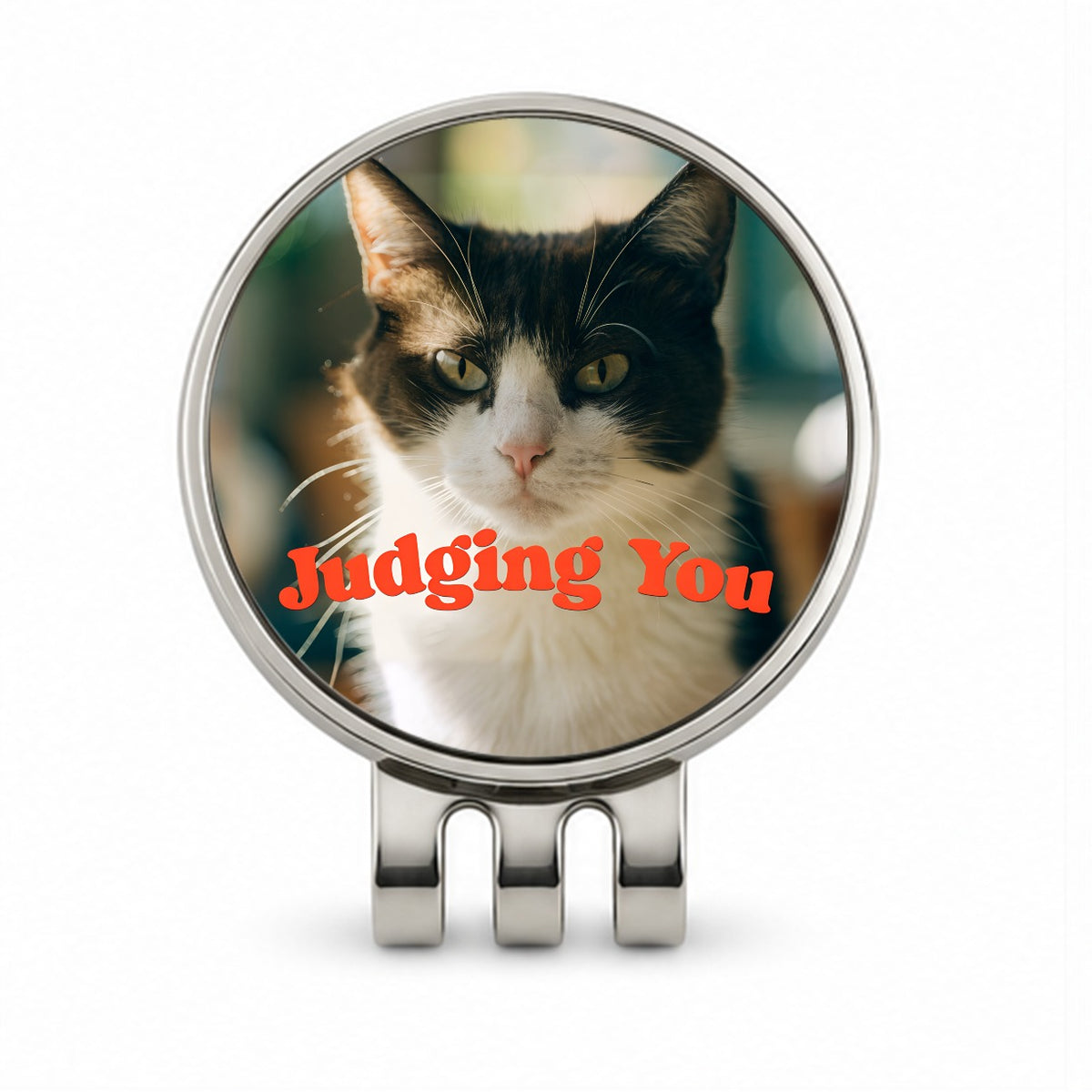 Judging You Cat Funny Golf Hat Clip with Ball Marker
