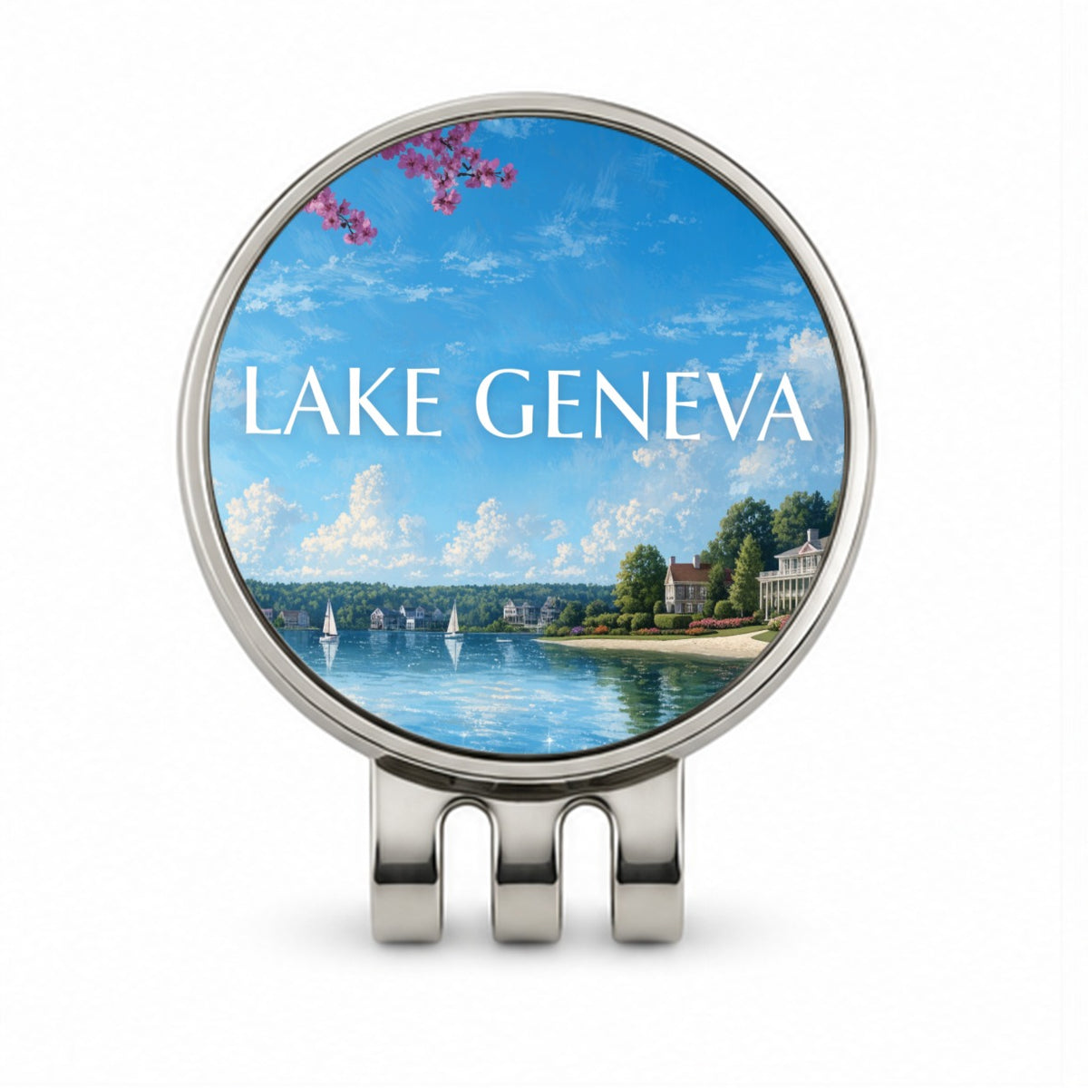 Lake Geneva Wisconsin Travel Golf Hat Clip with Ball Marker