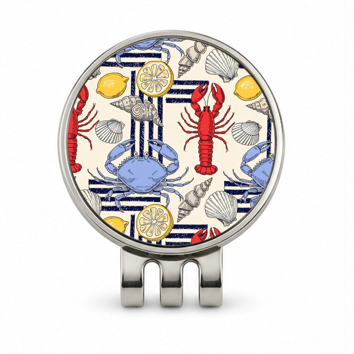 Lobsters Blue Crabs Lemons Golf Hat Clip with Ball Marker