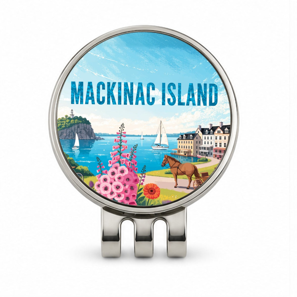 Mackinac Island Michigan Travel Golf Hat Clip with Ball Marker
