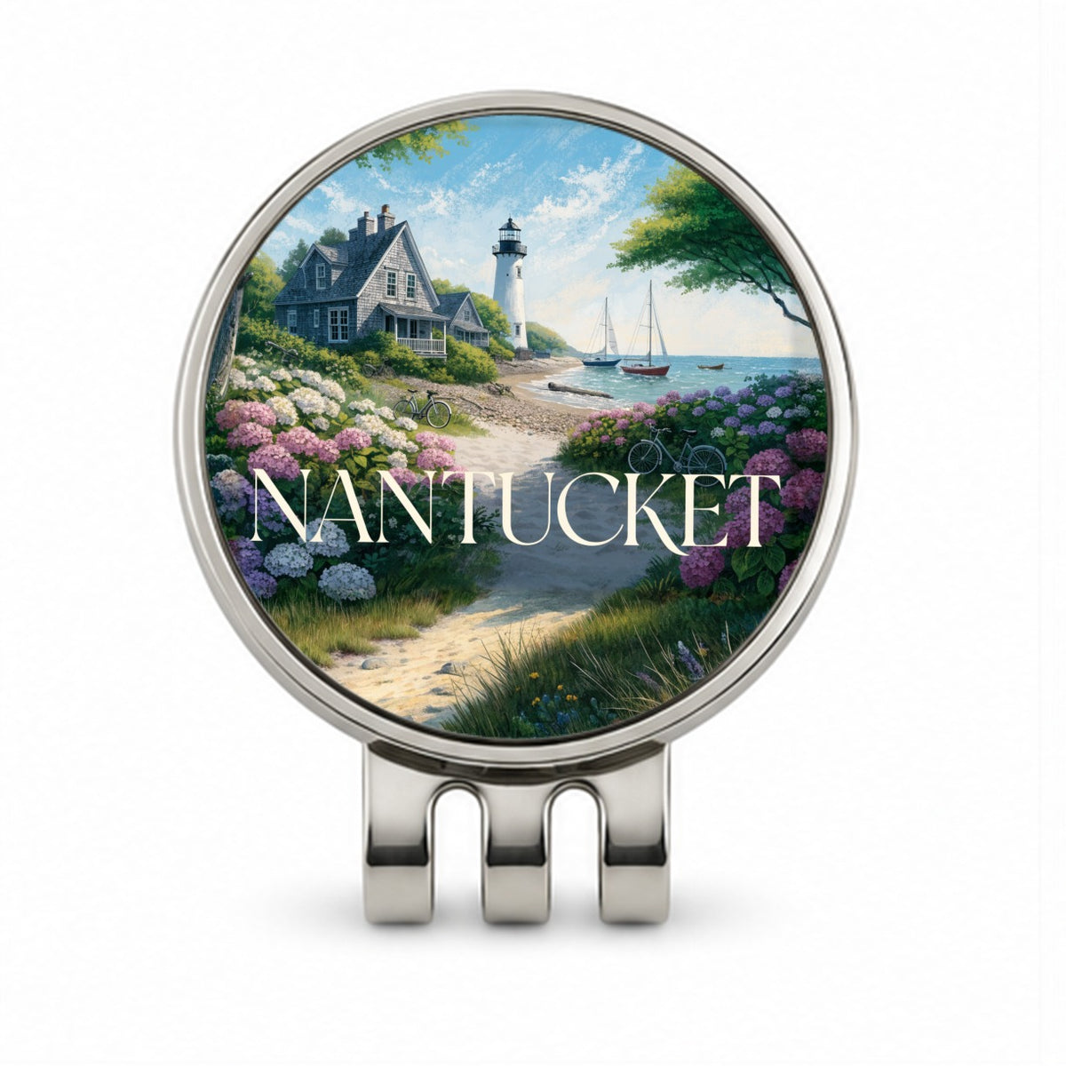 Nantucket Massachusetts Travel Lighthouse Golf Hat Clip with Ball Marker