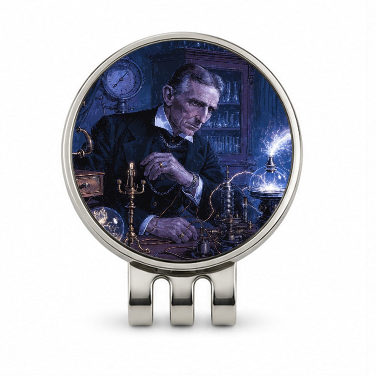Nikola Tesla Inventor Golf Hat Clip with Ball Marker