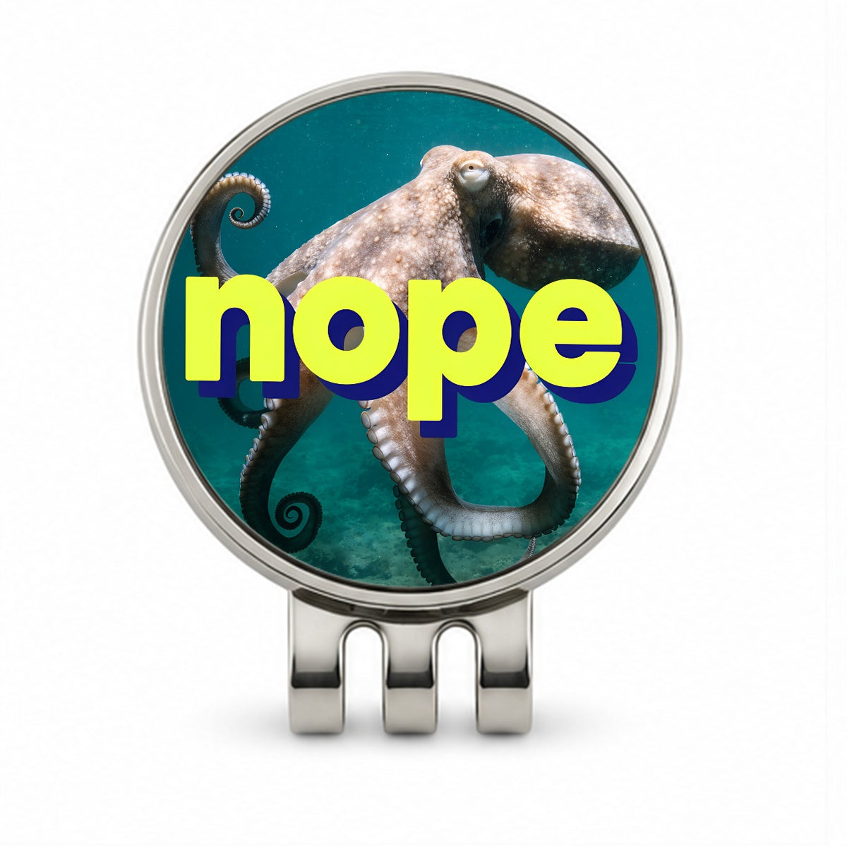 Nope Octopus Funny Golf Hat Clip with Ball Marker