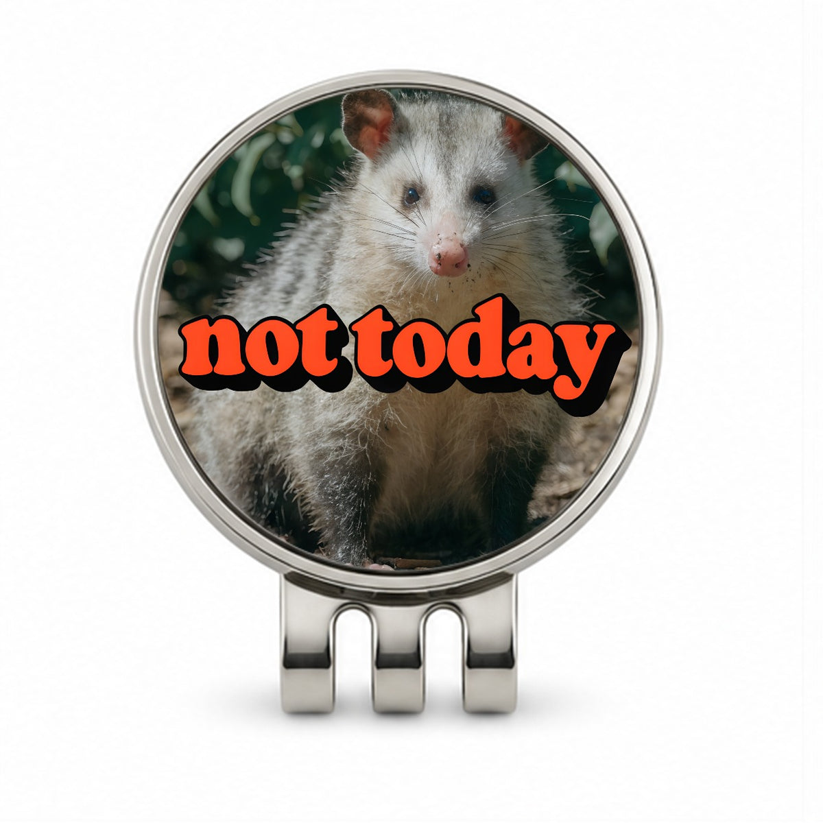 Not Today Opossum Funny Golf Hat Clip with Ball Marker