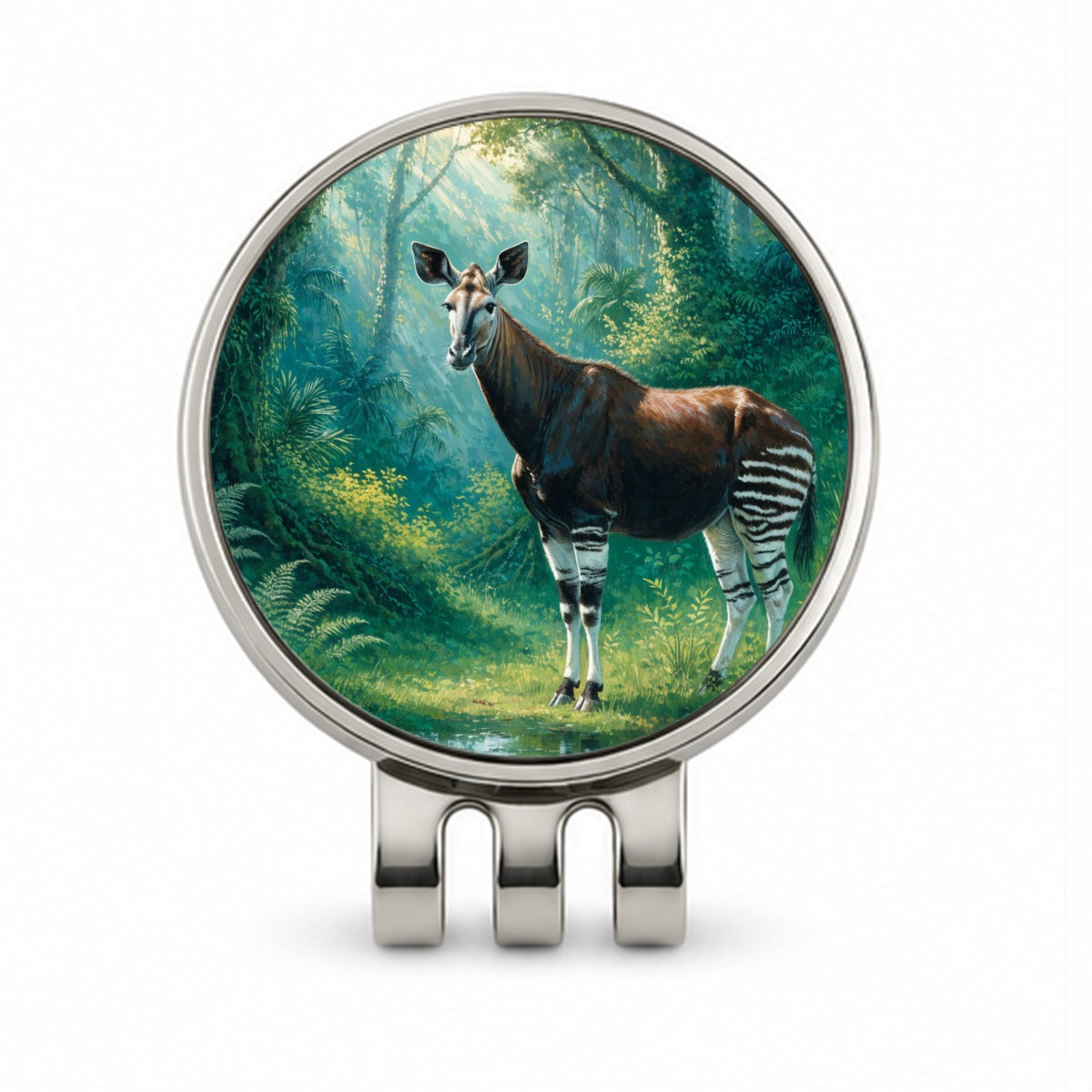 Okapi Rainforest Golf Hat Clip with Ball Marker