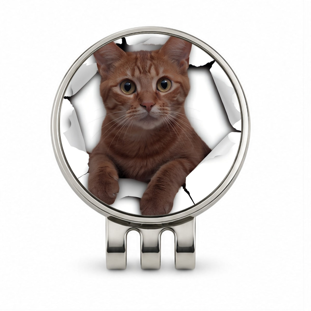 Orange Cat Breakout Golf Hat Clip with Ball Marker