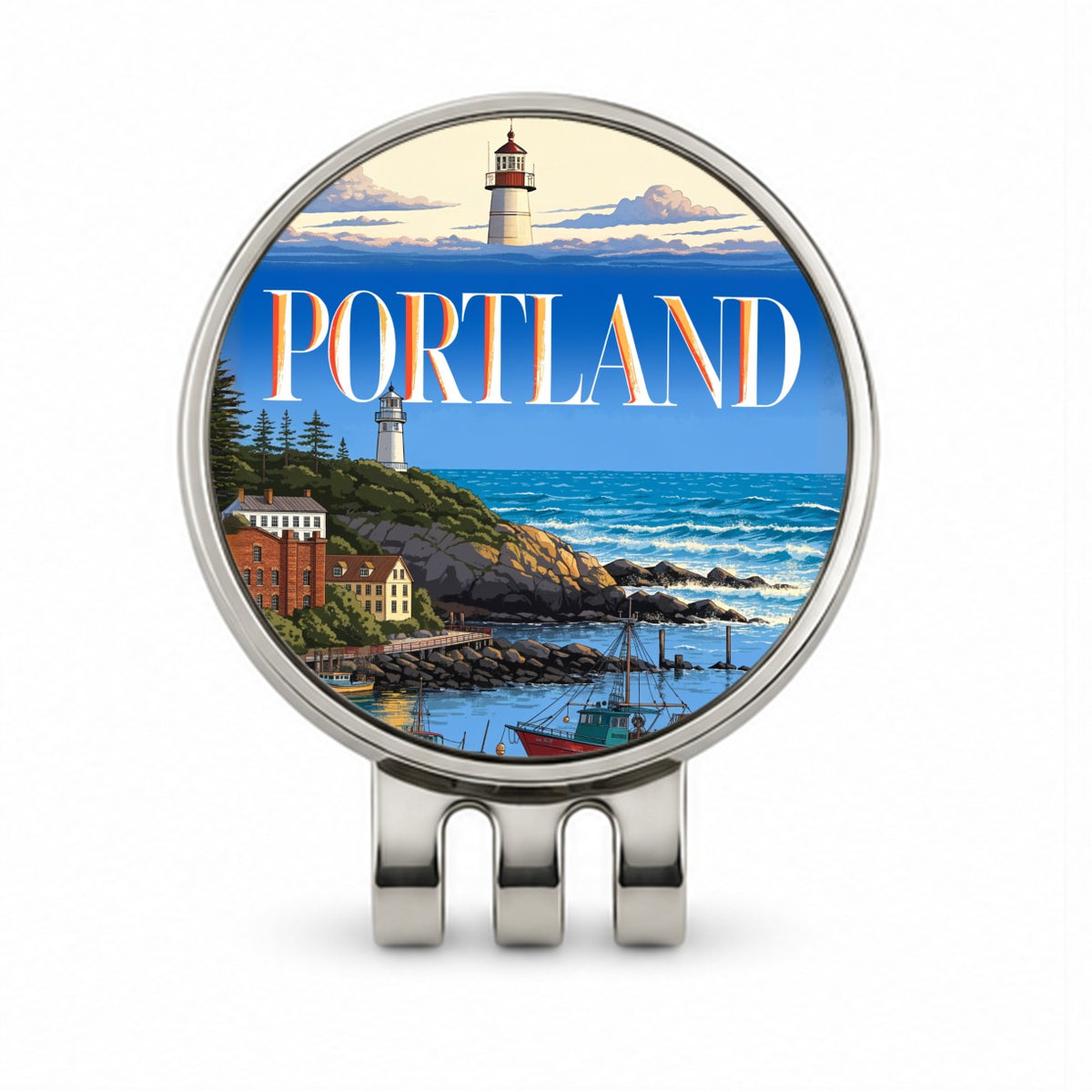 Portland Maine Travel Golf Hat Clip with Ball Marker