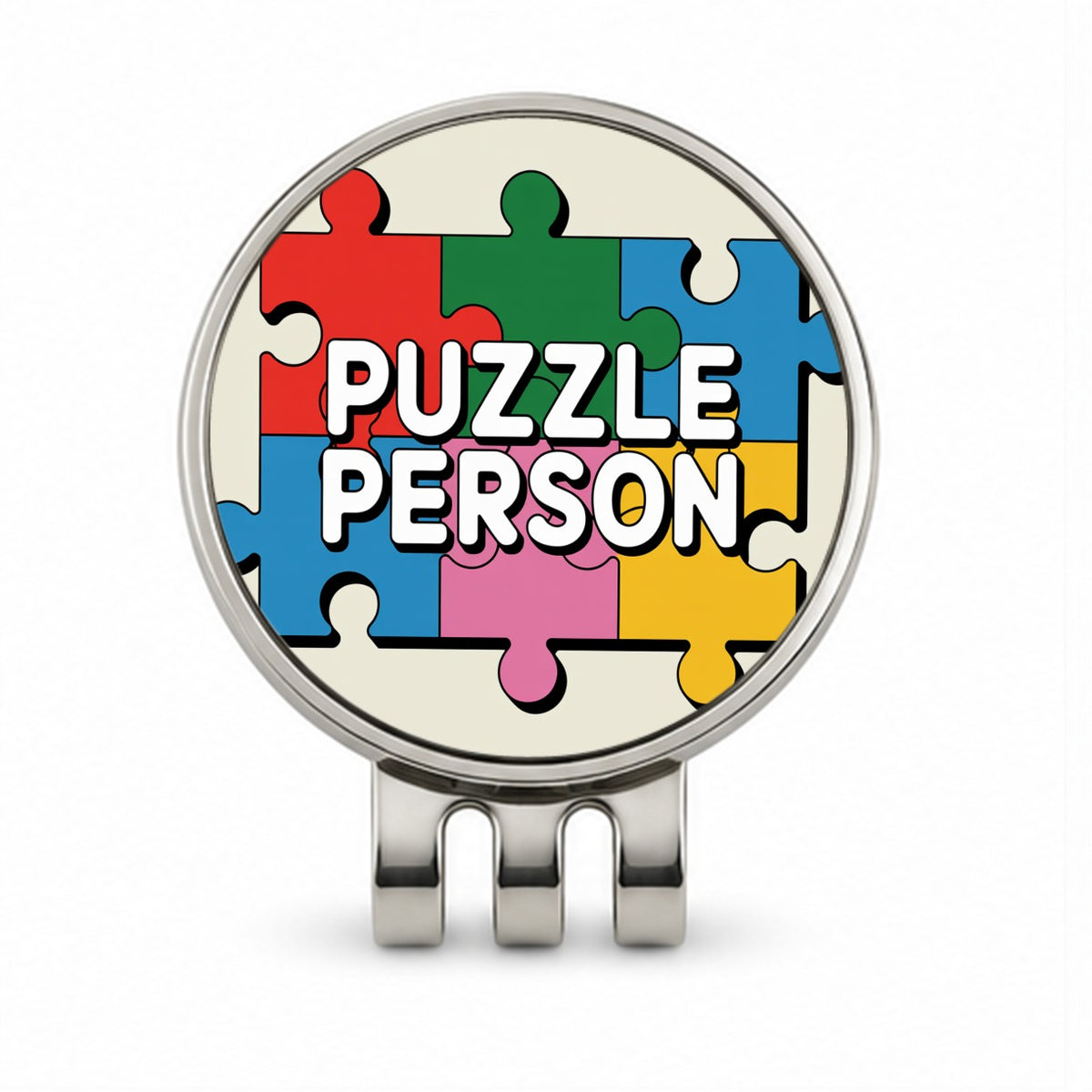 Puzzle Person Colorful Golf Hat Clip with Ball Marker