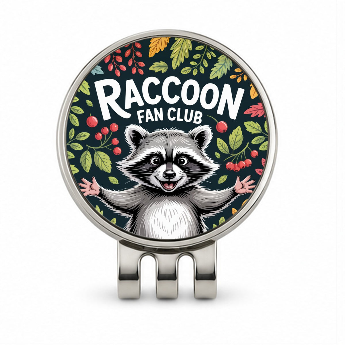 Raccoon Fan Club Mischievous Golf Hat Clip with Ball Marker