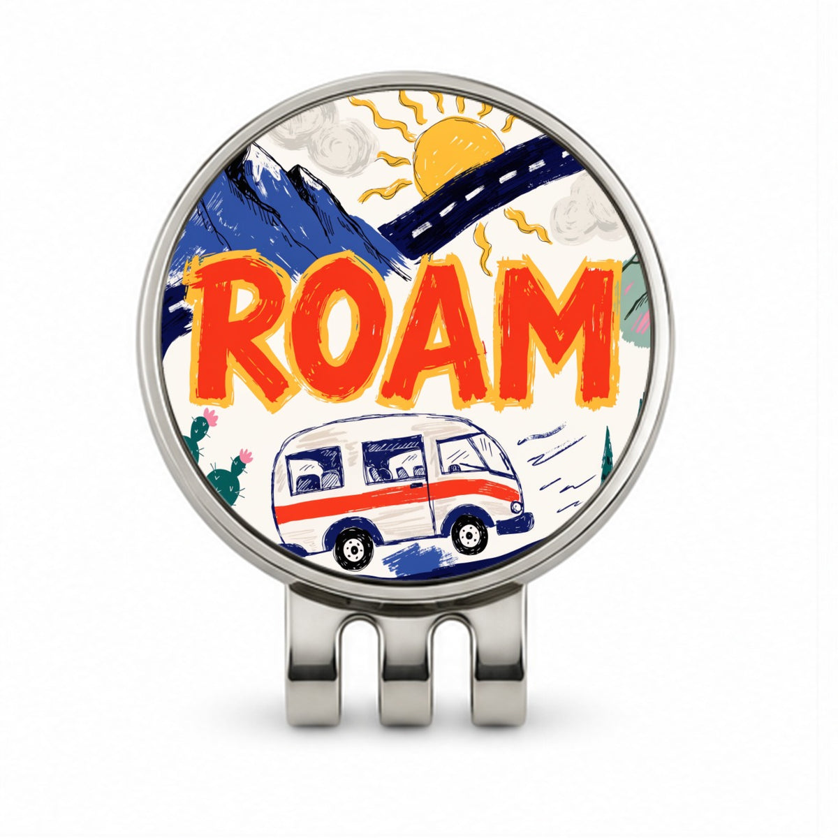 Roam Retro Camper Golf Hat Clip with Ball Marker