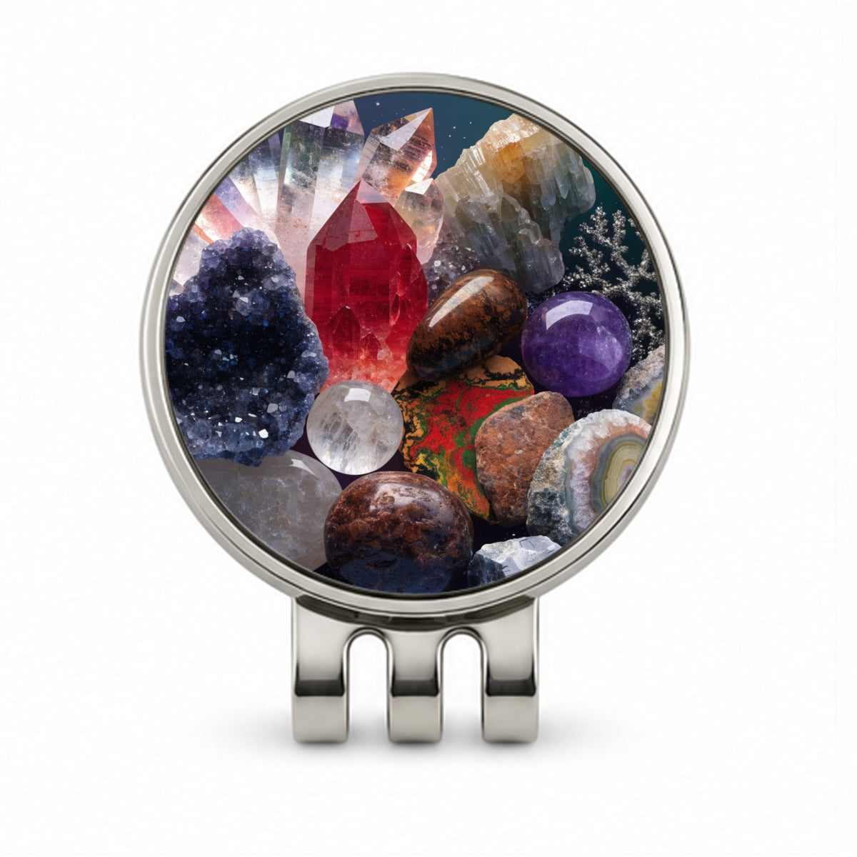 Rockhounding Crystals Geology Golf Hat Clip with Ball Marker