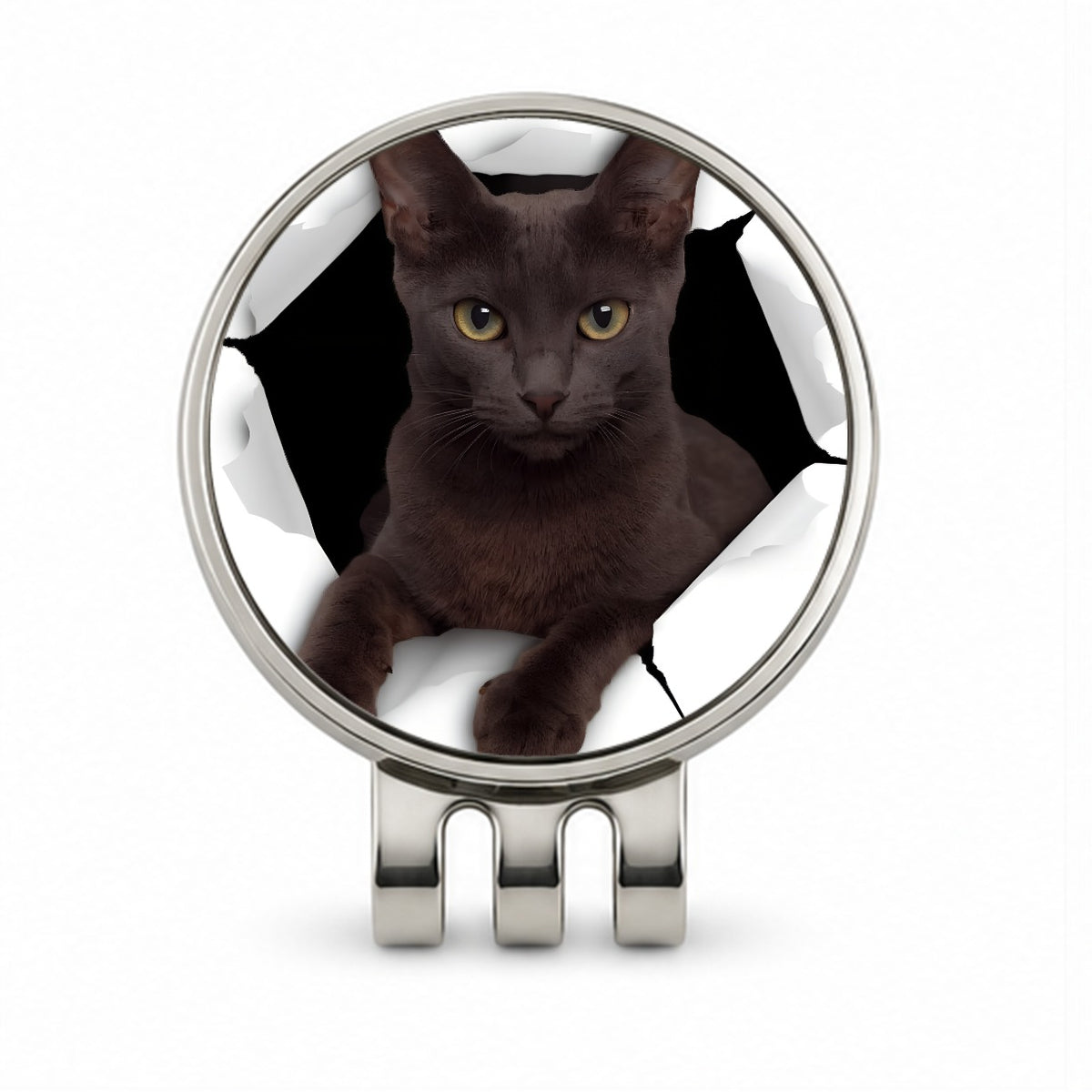 Russian Blue Cat Breakout Golf Hat Clip with Ball Marker