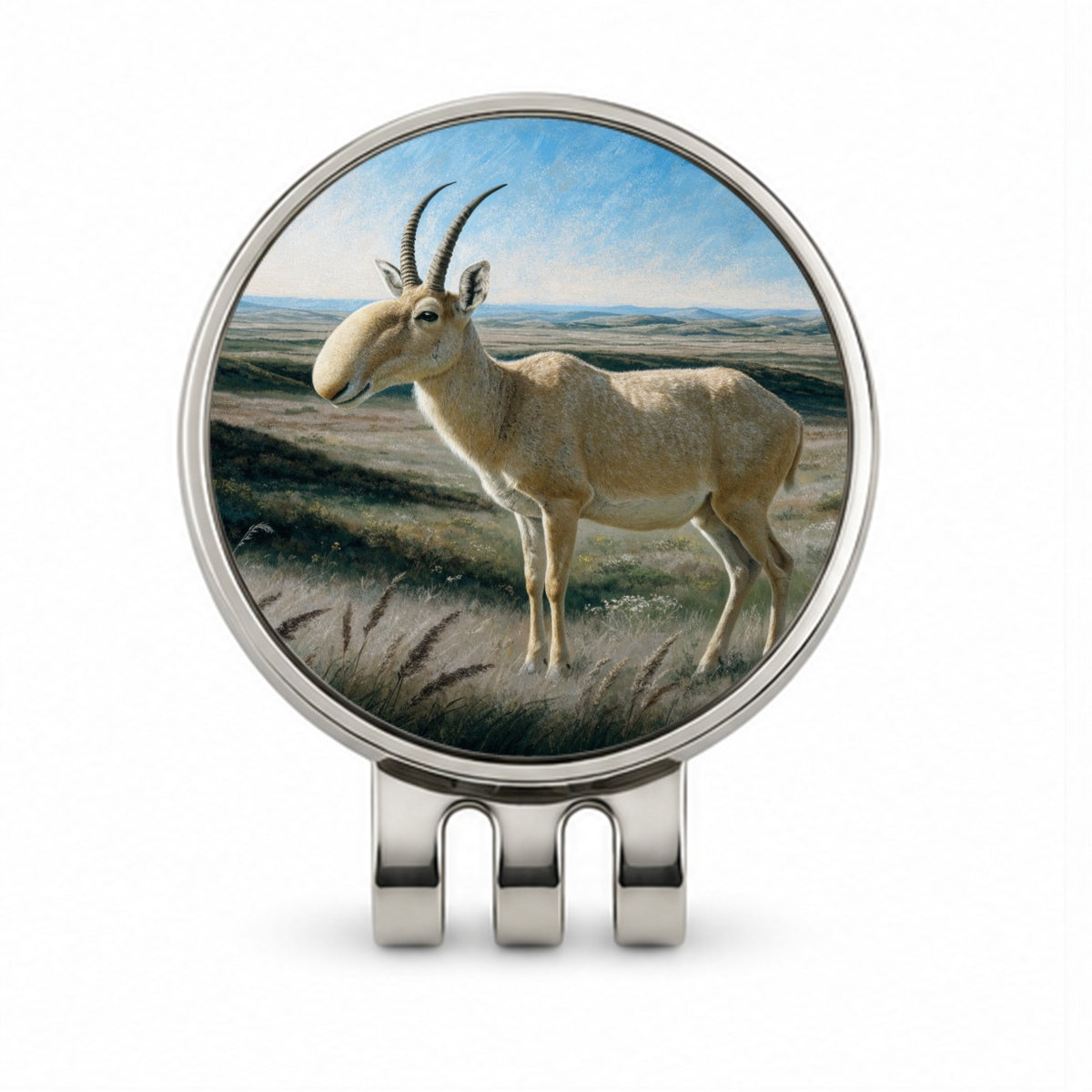 Saiga Antelope Steppe Golf Hat Clip with Ball Marker