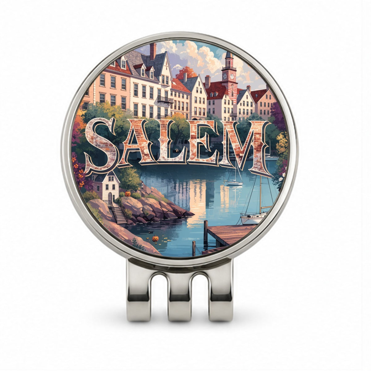 Salem Massachusetts Travel Golf Hat Clip with Ball Marker
