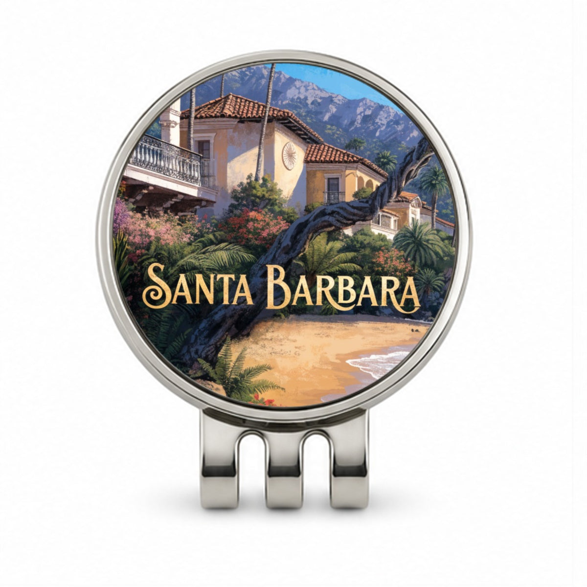 Santa Barbara California Travel Golf Hat Clip with Ball Marker