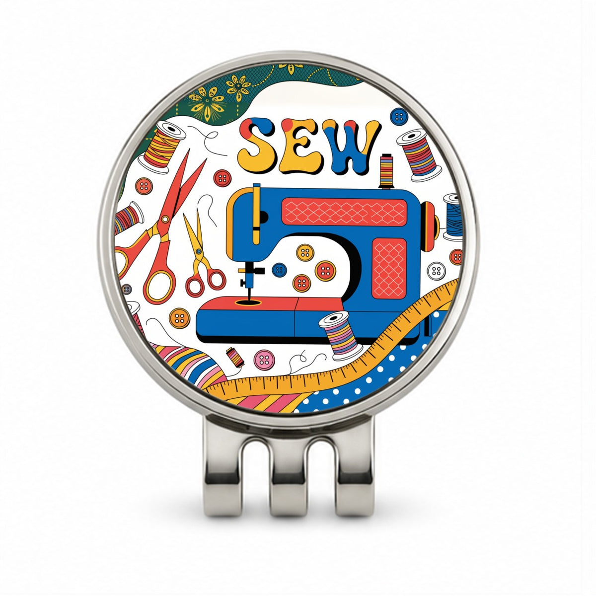 Sew Colorful Sewing Machine Golf Hat Clip with Ball Marker