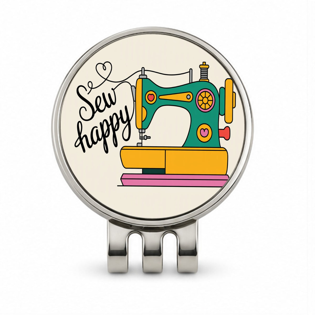 Sew Happy Sewing Machine Cute Golf Hat Clip with Ball Marker