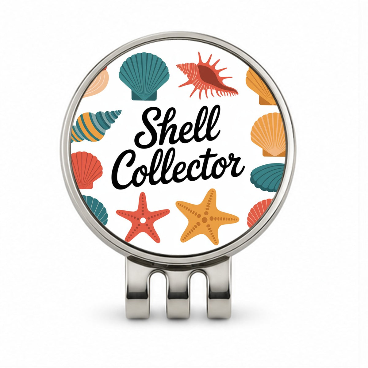 Shell Collector Seashells Golf Hat Clip with Ball Marker