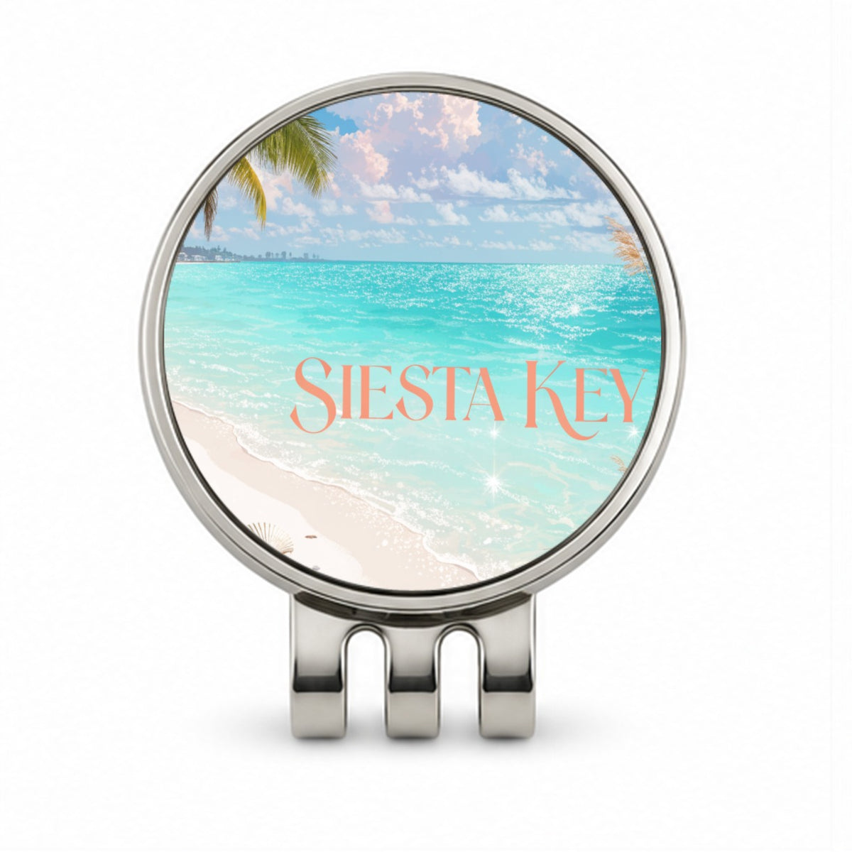 Siesta Key Florida Travel Golf Hat Clip with Ball Marker