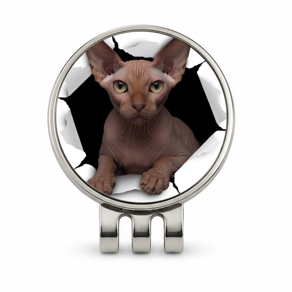 Sphynx Cat Breakout Golf Hat Clip with Ball Marker
