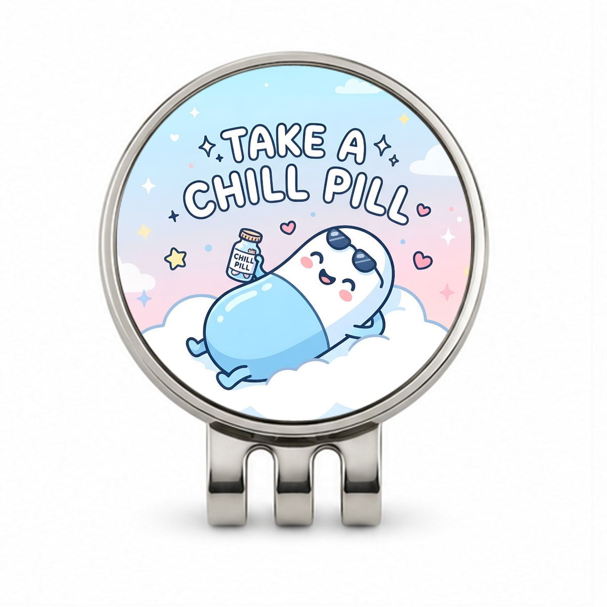 Take Chill Pill Cloud Funny Golf Hat Clip with Ball Marker